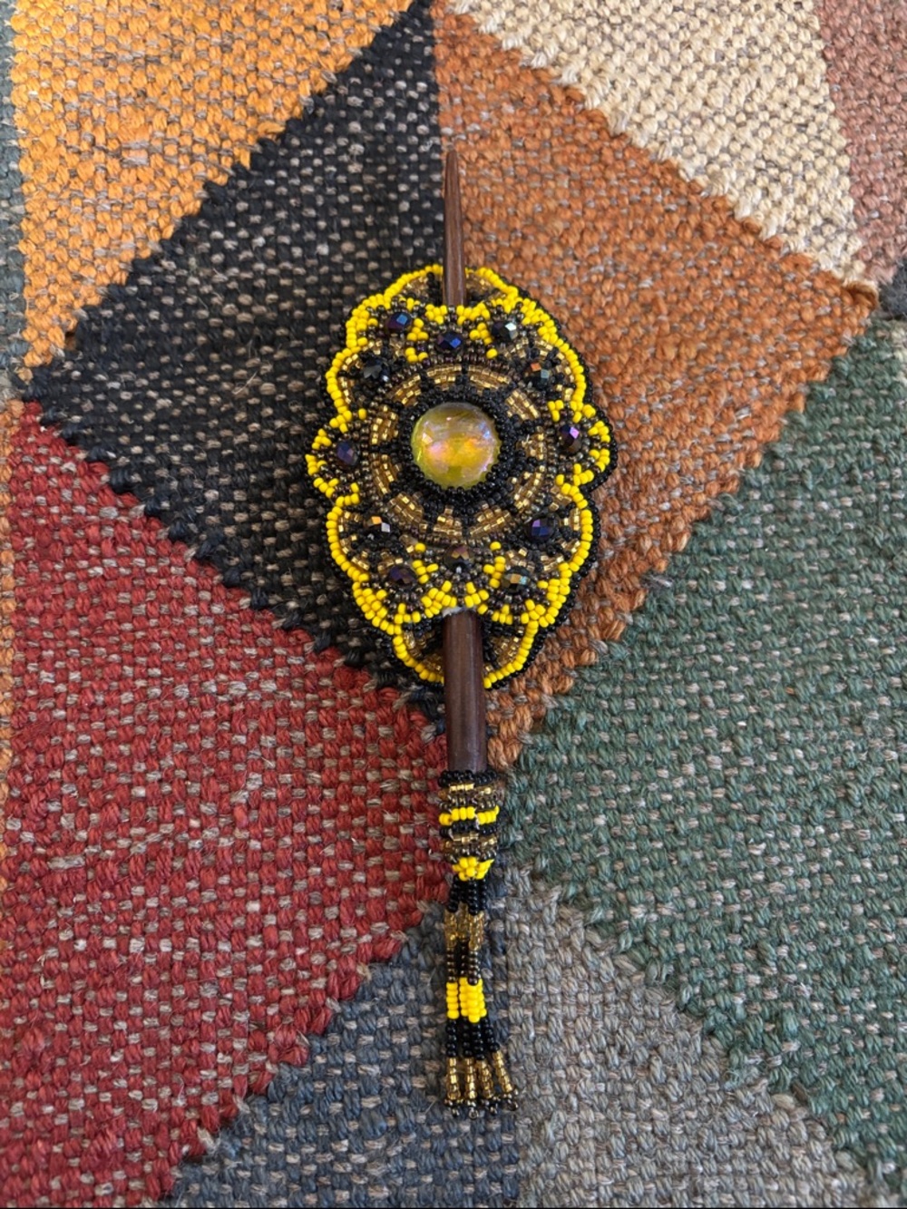 Gorgeous Hand Beaded Hair Stick Barrette Handmade Barrette Artisanal Accessory